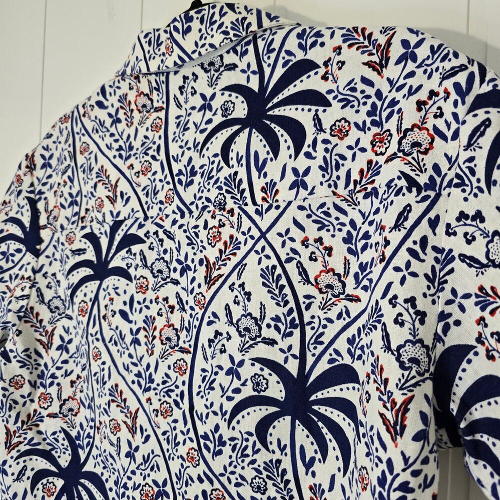 Joie Linen Blend Resort Top Cropped Palm Tree Tropical Top Boxy Size M - Picture 3 of 7